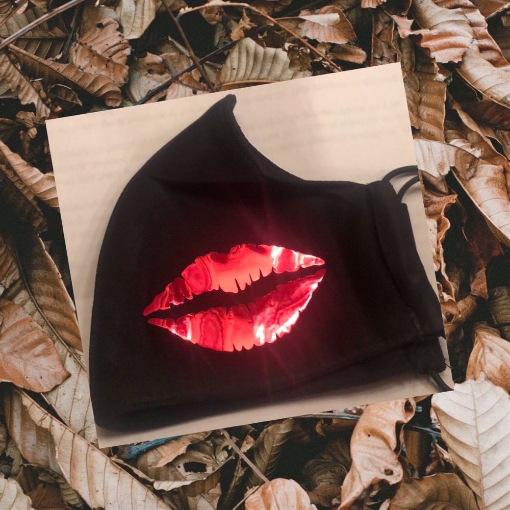 Red Lips Sexy Black Face Mask Double Layered